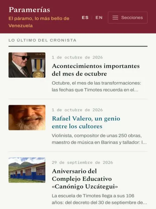 Lo último del cronista: las crónicas recientes sobre el acontecer parameño y del municipio Miranda.