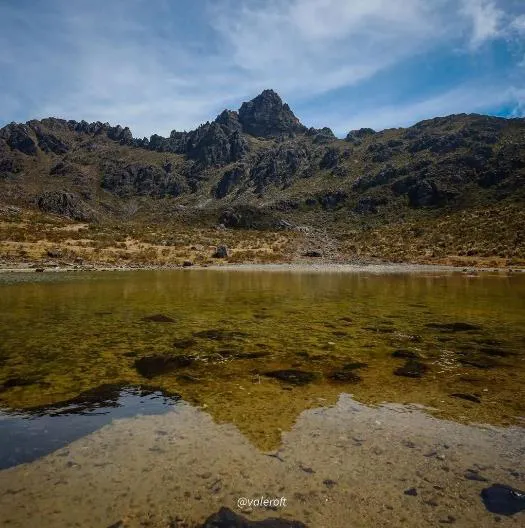 Laguna Los Guaches; al fondo, el Pico El Gavilán. Jurisdicción de la parroquia La Venta, municipio Miranda.