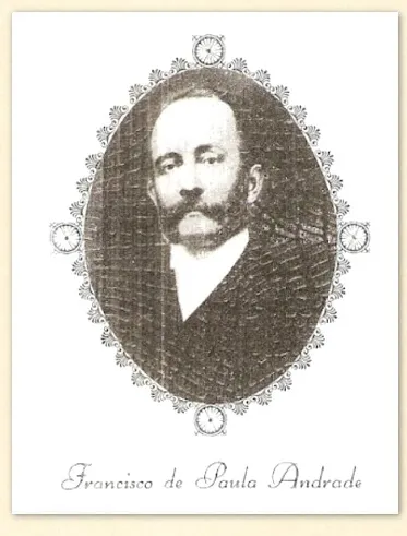Retrato enmarcado, con su cartela, de Francisco de Paula Andrade.
