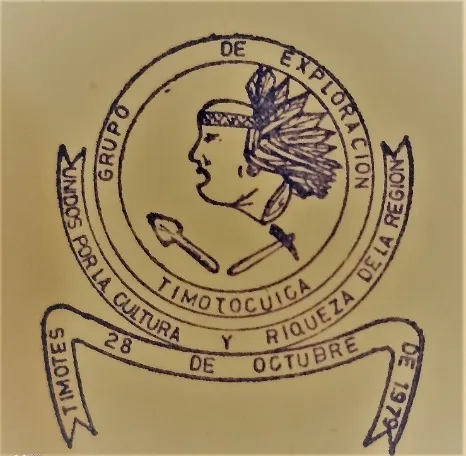 Emblema del Grupo de Exploración TimotoCuica —«Unidos por la cultura y riqueza de la región»—, Timotes, 28 de octubre de 1979.