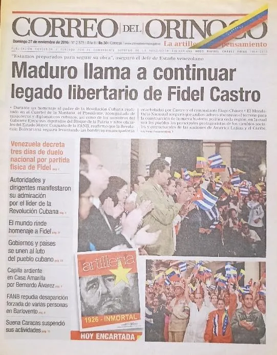 El Correo del Orinoco, de Caracas, de las lecturas más recientes.
