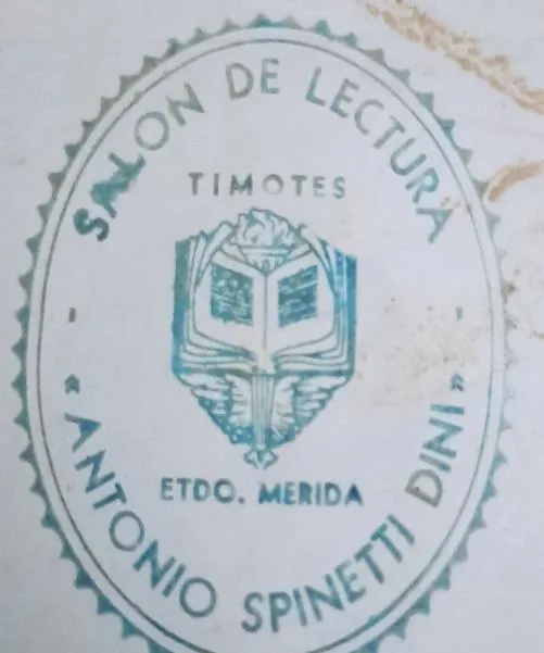 Sello del Salón de lectura «Antonio Spinetti Dini», Timotes, estado Mérida.