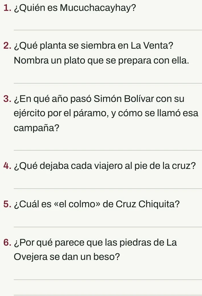 Preguntas para resolver en el aula o en casa, con las respuestas para el docente.
