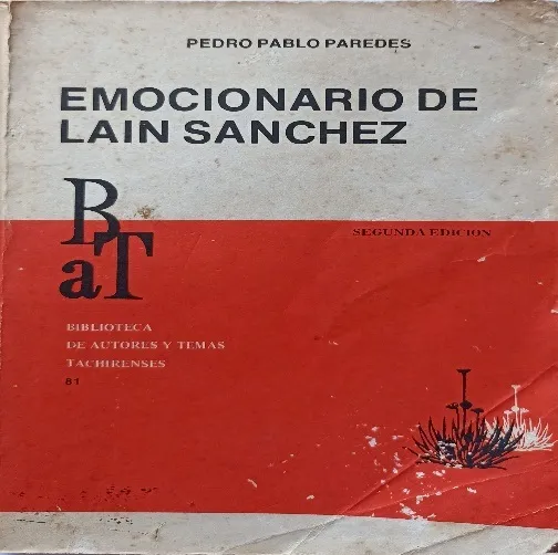 Tapa de «Emocionario de Laín Sánchez», de Pedro Pablo Paredes, segunda edición, 1982, en la Biblioteca de Autores y Temas Tachirenses.