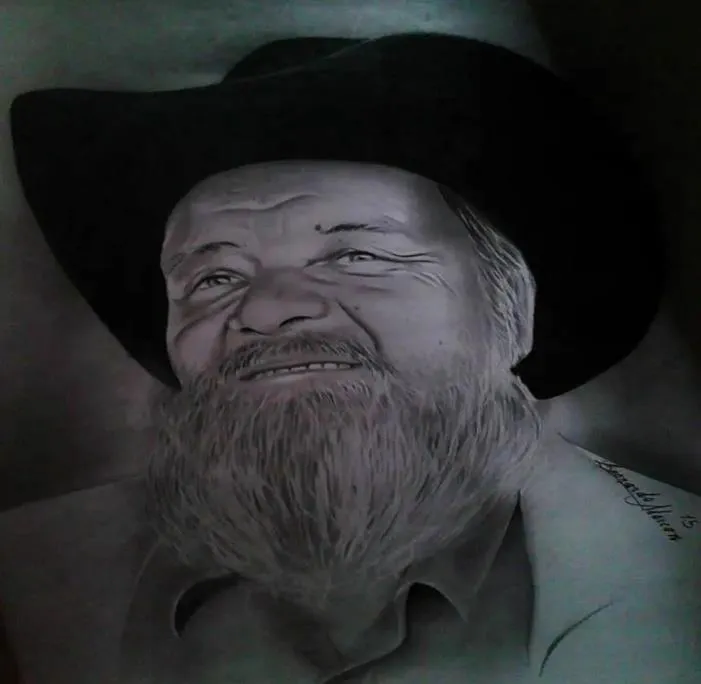 Un retrato dibujado de Rafael Valero.